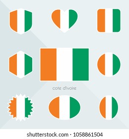 Cote D'Ivoire flag. National flag of Cote D'Ivoire. Cote D'Ivoire vector flag button.