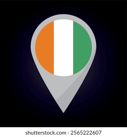 Cote D'ivoire Flag on Location Pin. vector illustration