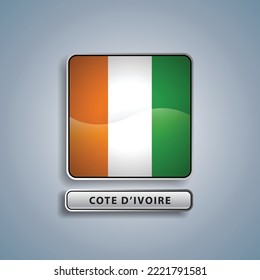 Cote D'Ivoire flag square button vector illustration