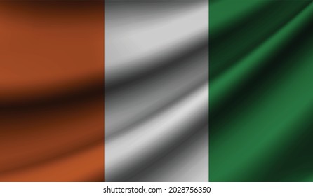 Bandera del Cote d'ivoire ondeando. Antecedentes de diseño patriótico y nacional. Ilustración del vector