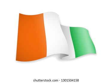 Cote dIvoire flag in the wind. Flag on white background vector illustration
