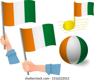 Cote d'ivoire - Ivory Coast flag icon set. National flag of Cote d'ivoire - Ivory Coast vector illustration