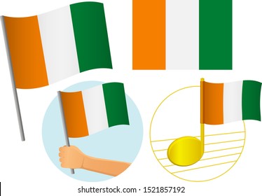 Cote d'ivoire - Ivory Coast flag icon set. National flag of Cote d'ivoire - Ivory Coast vector illustration
