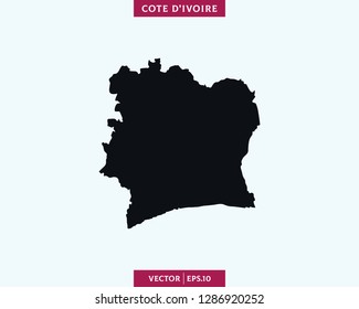 Cote d'Ivoire or Ivory Coast Map. High Detailed Silhouette Map In Soft Background - Vector.