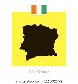 Cote Divoire map design with flag and yellow background vector