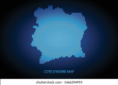 Cote d'Ivoire map dotted style. Vector illustration isolated. Map of Africa. Symbol for your web site design map logo, app, ui, Travel vector eps10, concept Illustration.