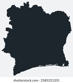 Cote d'Ivoire map. Just a simple border map. Shape of the country. Flat blank Cote d'Ivoire outline. Vector boundary illustration.