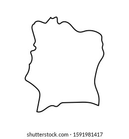 Cote D'ivoire map Line Outline country Africa map illustration vector African isolated on white background
