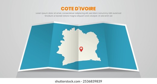 cote d'ivoire map travel with pin tag location design Illustration