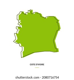 Cote d'Ivoire Outline Map with Green Colour. Modern Simple Line Cartoon Design - EPS 10 Vector