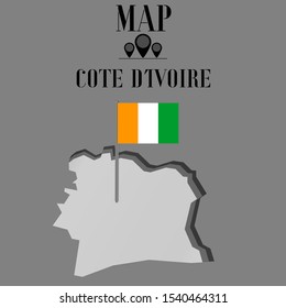 Cote d’ivoire, cote divoire outline world map silhouette vector illustration, creative design background, national country flag, design element, symbols from countries all continents set. 