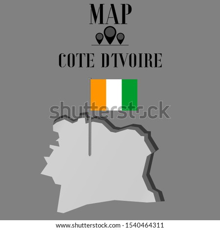 Cote d’ivoire, cote divoire outline world map silhouette vector illustration, creative design background, national country flag, design element, symbols from countries all continents set. 