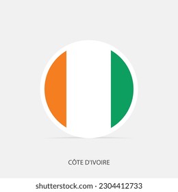 Cote dIvoire round flag icon with shadow.