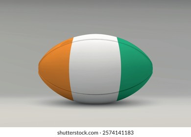 Cote D'Ivoire rugby ball featuring the national flag design on a gray background