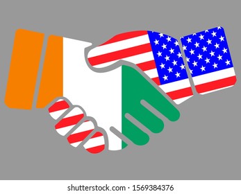 Cote d'Ivoire and USA flags Handshake vector