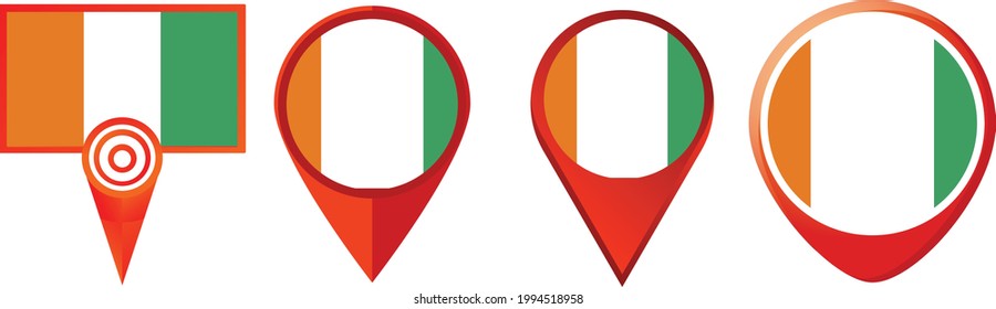 Icono de la bandera Cote d'lvoire . conjunto de iconos web . colección de iconos. Ilustración vectorial simple.