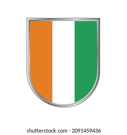 Cote D'lvoire flag with silver frame vector design