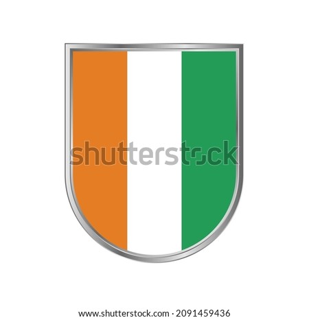 Cote D'lvoire flag with silver frame vector design