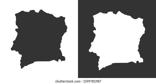 Cote D'lvoire Map With Black and White Vector