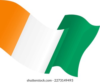 Cote d’Ivoire flag wave isolated on png or transparent background