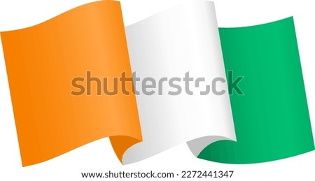 Cote d’Ivoire flag wave isolated on png or transparent background