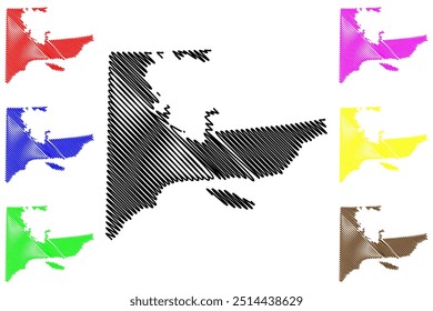 Região administrativa de Cote-Nord (Canadá, província de Quebec, América do Norte) mapa ilustração vetorial, esboço rabisco Mapa de Côte-Nord