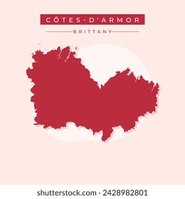 Cotes-d'Armor Department (France, French Republic, Brittany or Bretagne region) map vector illustration, scribble sketch Cotes-du-Nord map