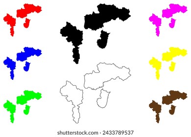 Ilustración vectorial de mapa de la ciudad de Cotia (República Federativa de Brasil, estado de Sao Paulo), dibujo a mano alzada mapa de Cotia