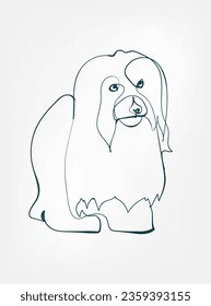 coton de tulear dog breed animal vector line art one line sketch outline