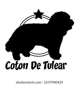 Silhueta de cão de algodão De Tulear, cão, raças de cães, logotipo, vetor, silhueta, design de logotipo, animal, ilustração, ícone, sinal, design, preto, símbolo, animal de estimação