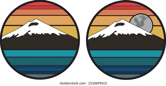 Cotopaxi volcano vectorization in a circle frame