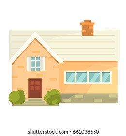 Cottage and assorted real estate building icon. Residential house cartoon style