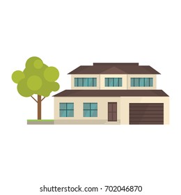 Cottage and assorted real estate building icon. Residential house in cartoon style.