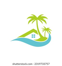 Imagen vectorial del logotipo del hotel de playa de cabaña