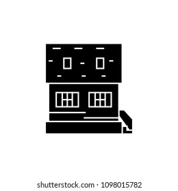 Cottage black icon concept. Cottage  vector sign, symbol, illustration.