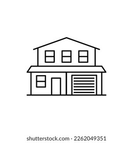 Cottage Building Sign Black Thin Line Icon Country House Concept. Vector illustration of Villa or Mansion Facade