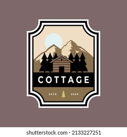 cottage cabin emblem logo Vintage modern  vector illustration