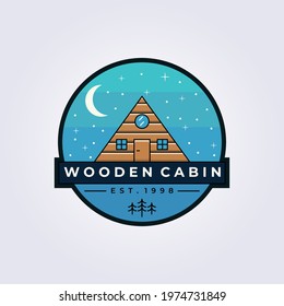 Cottage cabin lodge logo vector illustration design sticker poster label template simple color design