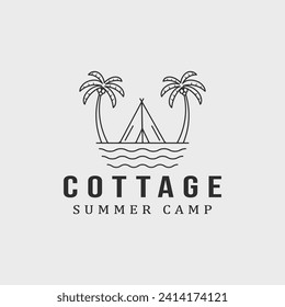 cottage or cabin logo line art vintage vector illustration template icon graphic design