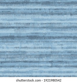 Cottage checks tranquility blue color linen texture stripe seamless pattern design . Detail. Vector illustration. Border Background. Old  Flax Fibre  Organic Yarn Close Up Weave Fabric