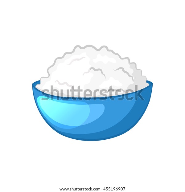 Cottage Cheese Blue Bowl Dairy Product Stock Vector Royalty Free