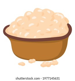 Cottage cheese in blue bowl, healthy nutrition organic product. Vector hand cartoon draw flat trendy style white background isolated