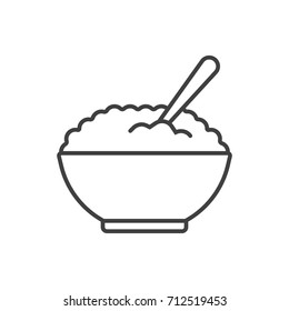 Cottage Cheese Bowl Line Icon.