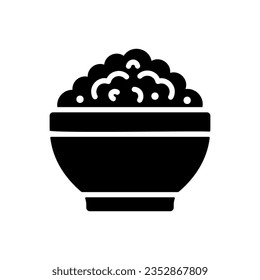 Cottage cheese in bowl vector glyph icon. Dairy product sign. Graph symbol for cooking web site and apps design, logo, app, UI