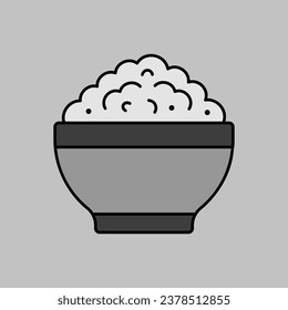 Cottage cheese in bowl vector grayscale icon. Dairy product sign. Graph symbol for cooking web site and apps design, logo, app, UI
