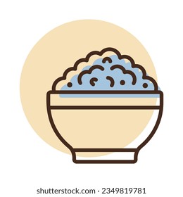 Cottage cheese in bowl vector icon. Dairy product sign. Graph symbol for cooking web site and apps design, logo, app, UI