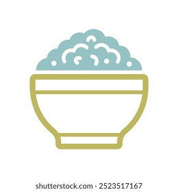 Cottage cheese in bowl vector icon. Dairy product sign. Graph symbol for cooking web site and apps design, logo, app, UI