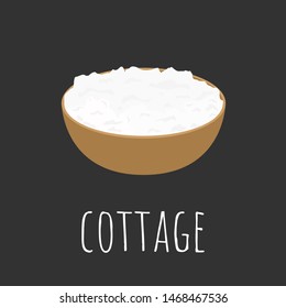 Cottage Cheese Cartoon Style Vector Icon.