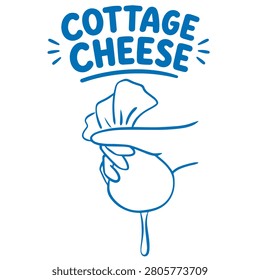 Cottage cheese doodle hand squeezing cheesecloth for homemade curd illustration