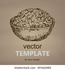 Cottage cheese drawn vector illustration. Vector template